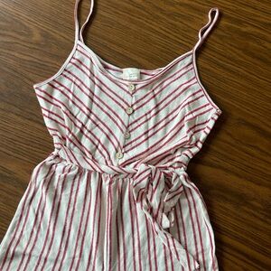 Caution To The Wind Red and White Striped Romper